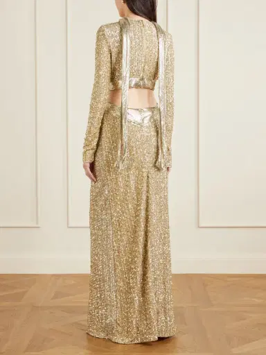Rabanne Chainmail-trimmed Cutout Sequined Tulle Gown | Thumbnail 3