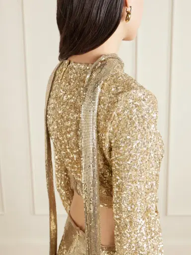 Rabanne Chainmail-trimmed Cutout Sequined Tulle Gown | Thumbnail 4