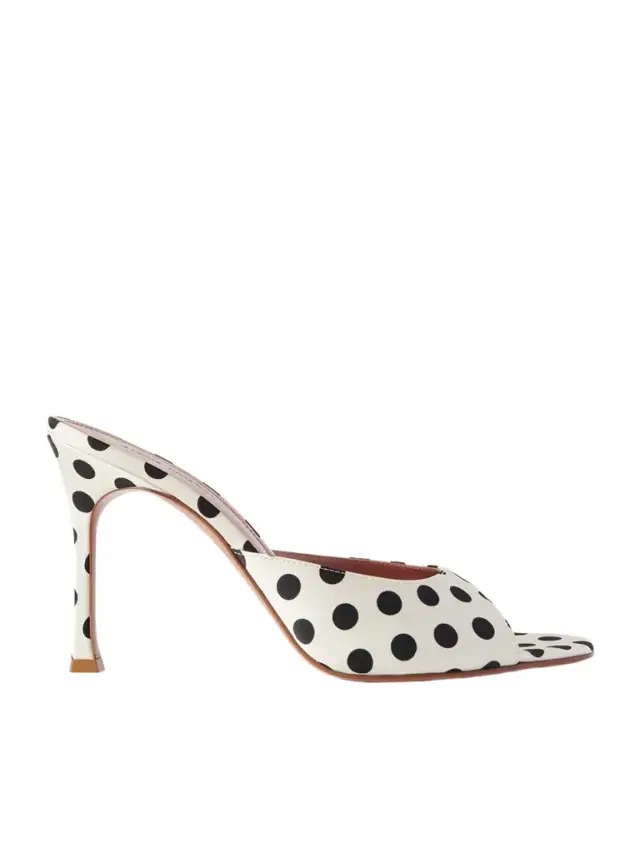 Amina Muaddi Alexa Polka-dot Satin Mules