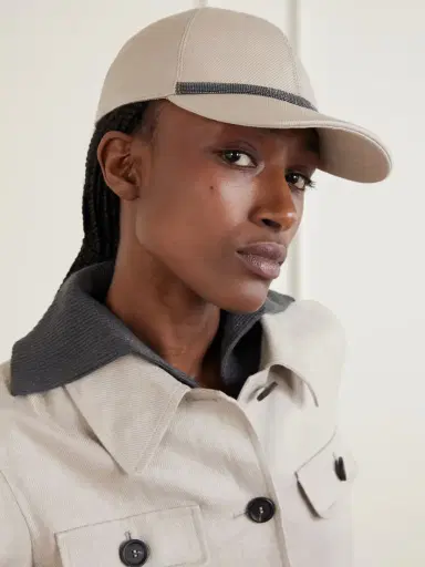 Brunello Cucinelli Bead-embellished Cotton-blend Twill Baseball Cap | Thumbnail 2