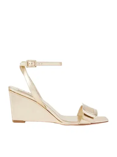 Roger Vivier Belle Vivier 60 Metallic Leather Wedge Sandals | Thumbnail 1 Roger Vivier Belle Vivier 60 Metallic Leather Wedge Sandals | Thumbnail 1