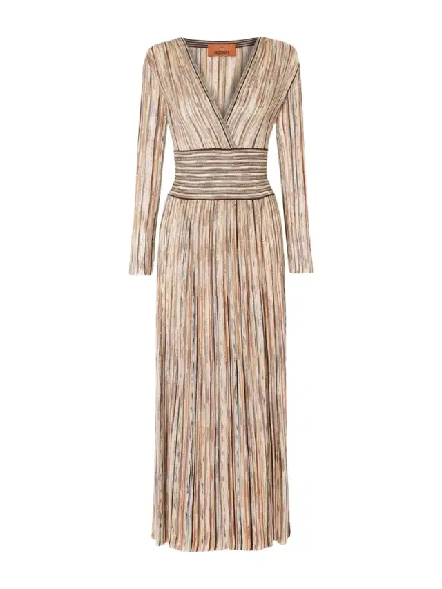 Missoni Sequin-embellished Striped Metallic Crochet-knit Midi Dress