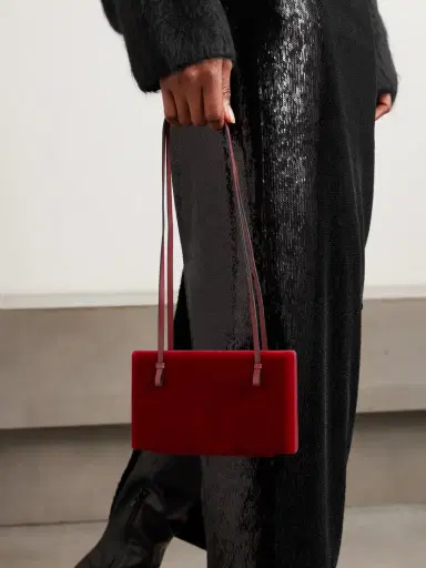 TOTEME Cocktail Leather-trimmed Velvet Shoulder Bag | Thumbnail 2