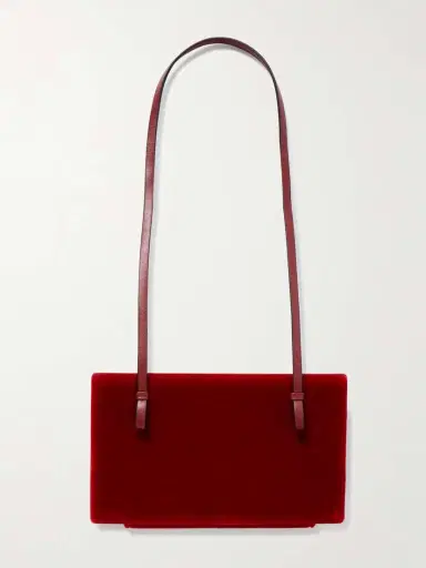 TOTEME Cocktail Leather-trimmed Velvet Shoulder Bag | Thumbnail 3