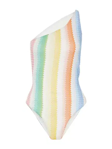 Missoni Mare One-shoulder Striped Metallic Crochet-knit Swimsuit | Thumbnail 1 Missoni Mare One-shoulder Striped Metallic Crochet-knit Swimsuit | Thumbnail 1
