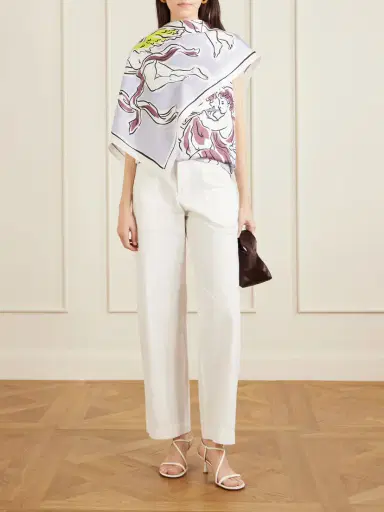 Tory Burch Cape-effect Printed Silk-twill Top | Thumbnail 2