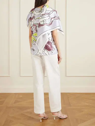 Tory Burch Cape-effect Printed Silk-twill Top | Thumbnail 4