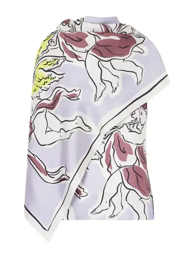Cape-effect Printed Silk-twill Top