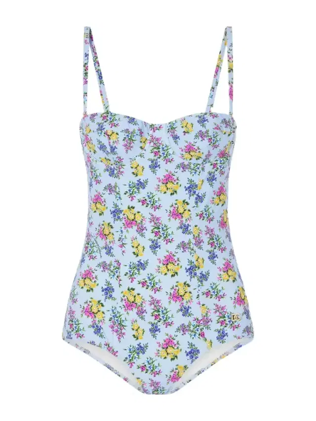Embellished Floral-print Swimsuit