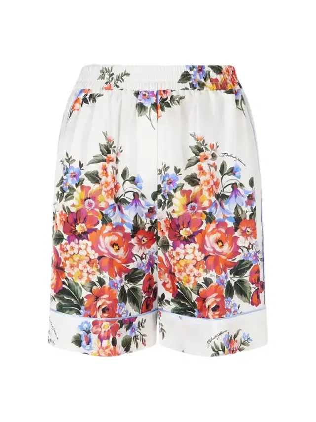 Floral-print Silk-twill Shorts