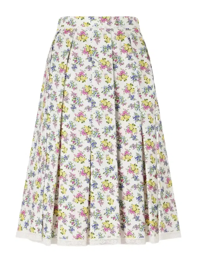 Pleated Floral-print Cotton-poplin Midi Skirt