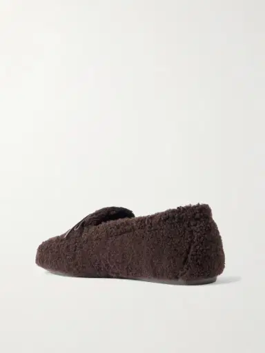 Stuart Weitzman Britt Bow Leather-trimmed Shearling Loafers | Thumbnail 3