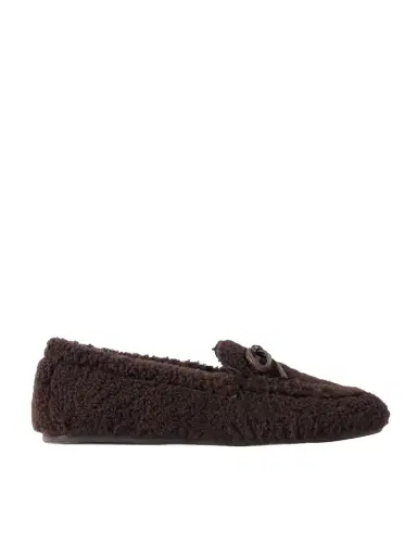 Stuart Weitzman Britt Bow Leather-trimmed Shearling Loafers | Thumbnail 1