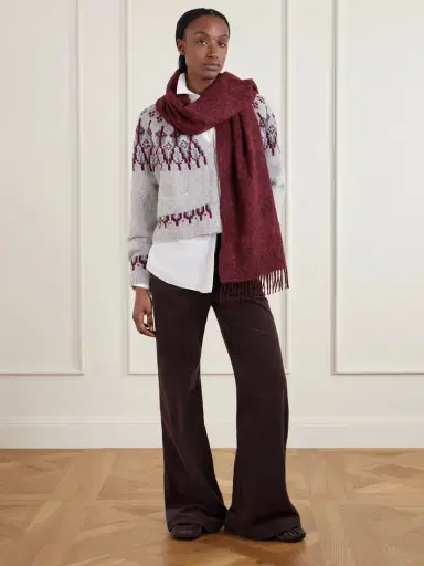 Loewe Fringed Wool And Cashmere-blend Jacquard Scarf | Thumbnail 2