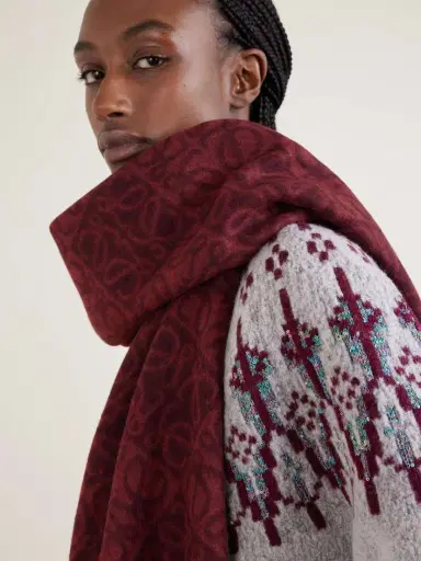 Loewe Fringed Wool And Cashmere-blend Jacquard Scarf | Thumbnail 3