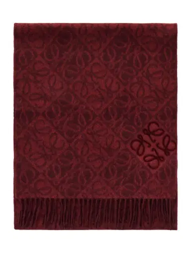 Loewe Fringed Wool And Cashmere-blend Jacquard Scarf | Thumbnail 1