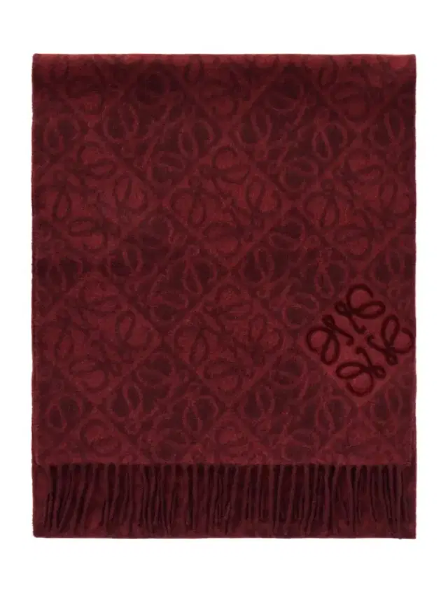 Loewe Fringed Wool And Cashmere-blend Jacquard Scarf