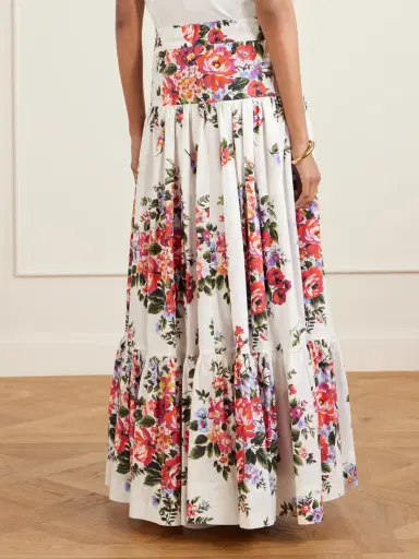 Dolce & Gabbana Pleated Tiered Floral-print Cotton-poplin Midi Skirt | Thumbnail 3 Dolce & Gabbana Pleated Tiered Floral-print Cotton-poplin Midi Skirt | Thumbnail 3