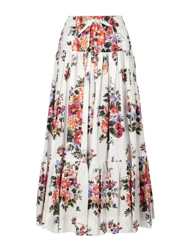 Dolce & Gabbana Pleated Tiered Floral-print Cotton-poplin Midi Skirt | Thumbnail 1 Dolce & Gabbana Pleated Tiered Floral-print Cotton-poplin Midi Skirt | Thumbnail 1