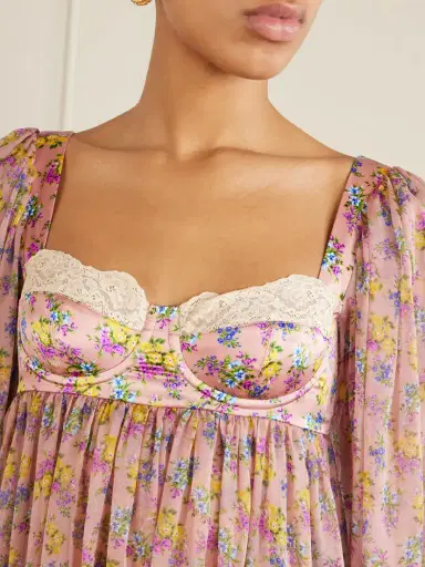 Dolce & Gabbana Lace-trimmed Floral-print Silk-blend Satin And Chiffon Mini Dress | Thumbnail 4 Dolce & Gabbana Lace-trimmed Floral-print Silk-blend Satin And Chiffon Mini Dress | Thumbnail 4