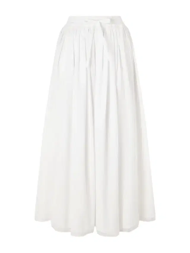 Pleated Cotton-blend Drawstring Maxi Skirt
