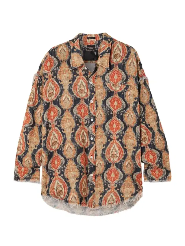 Frayed Printed Cotton Shirt