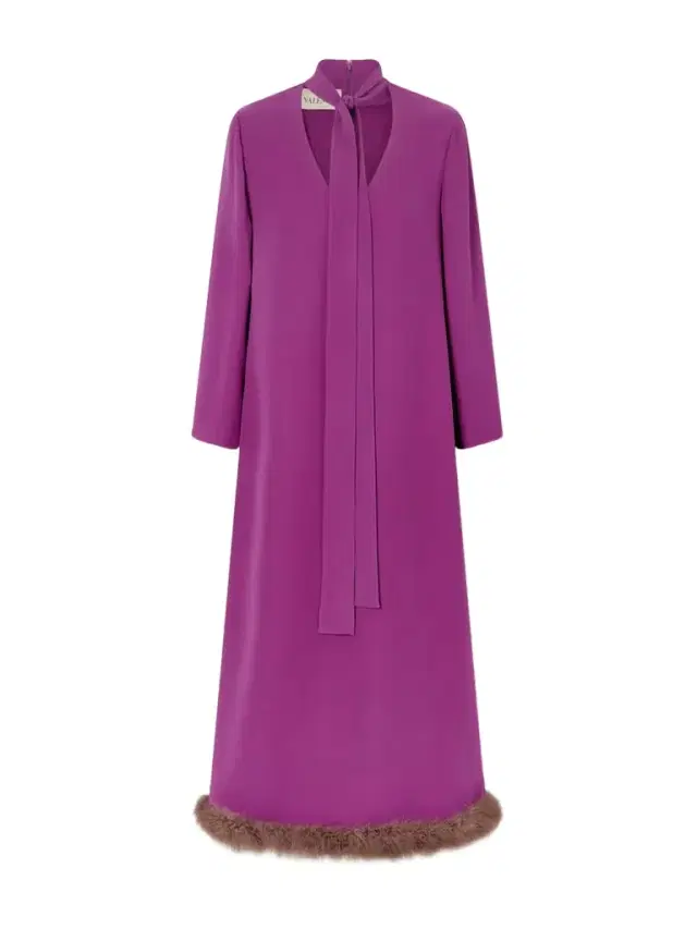 Tie-detailed Feather-trimmed Cady Midi Dress