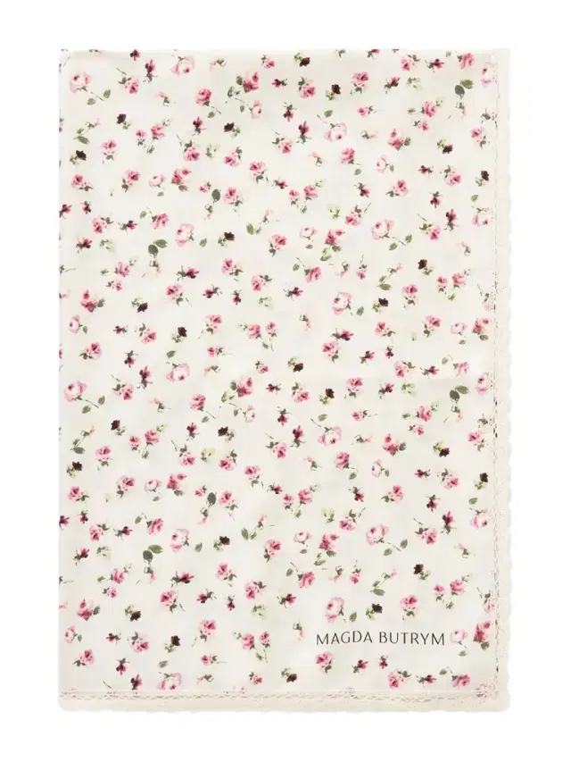 Lace-trimmed Floral-print Silk-twill Scarf