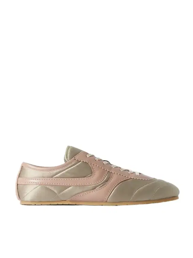 Leather-trimmed Paneled Satin Sneakers