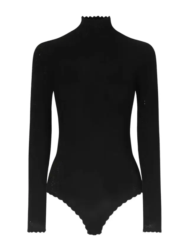 Open-back Lace Turtleneck Bodysuit