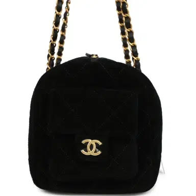 Chanel Chanel Small Bowling Bag Black Suede Antique Gold Hardware | Thumbnail 3