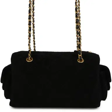 Chanel Chanel Small Bowling Bag Black Suede Antique Gold Hardware | Thumbnail 4