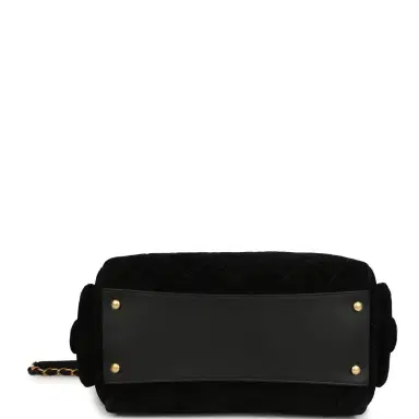 Chanel Chanel Small Bowling Bag Black Suede Antique Gold Hardware | Thumbnail 6