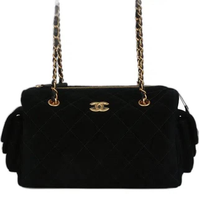 Chanel Chanel Small Bowling Bag Black Suede Antique Gold Hardware