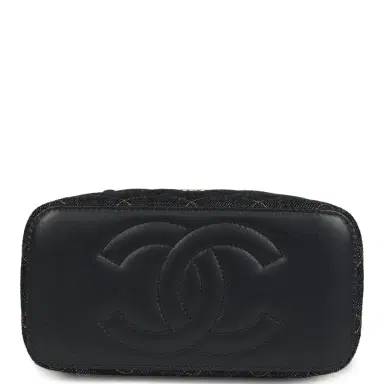 Chanel Chanel Small Classic Vanity Case Dark Blue Denim Light Gold Hardware | Thumbnail 6