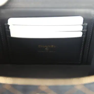 Chanel Chanel Small Classic Vanity Case Dark Blue Denim Light Gold Hardware | Thumbnail 10