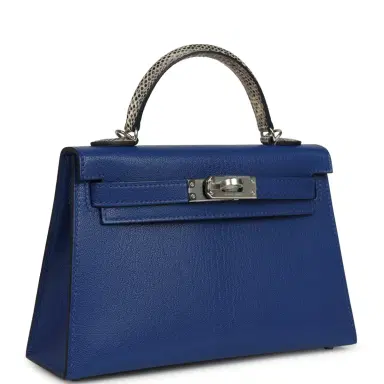 HERMÈS Hermes Kelly Sellier 20 Bleu Royal Chevre Chamkila and Ombre Varanus Salvator Lizard Touch Palladium Hardware | Thumbnail 2 HERMÈS Hermes Kelly Sellier 20 Bleu Royal Chevre Chamkila and Ombre Varanus Salvator Lizard Touch Palladium Hardware | Thumbnail 2