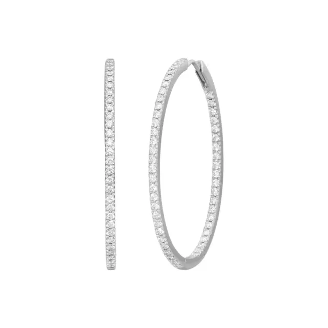 Memoire Mémoire 18K White Gold Diamond Hoop Earrings by The Solist