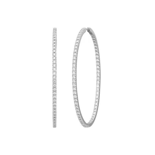 Memoire Mémoire 18K White Gold Diamond Hoop Earrings by The Solist