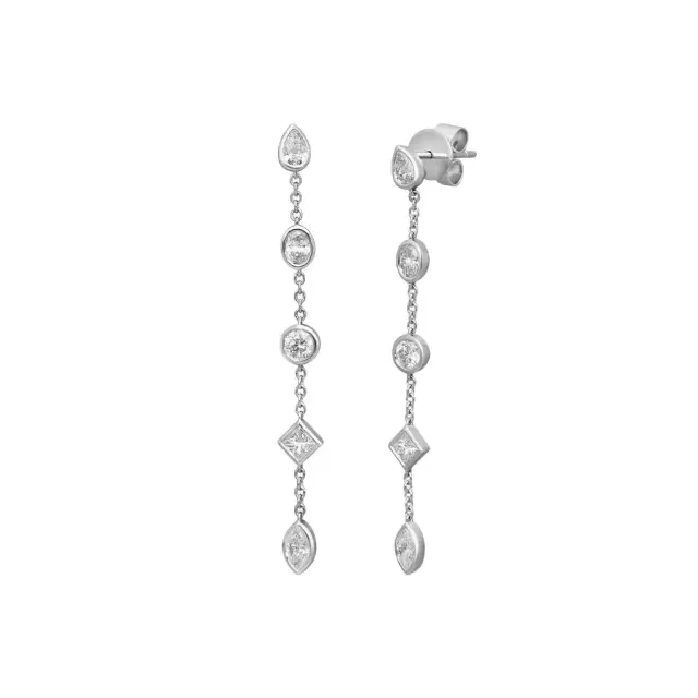 Mémoire Cascade 18K White Gold Mixed Fancy Shape Diamond Drop Earrings by The Solist