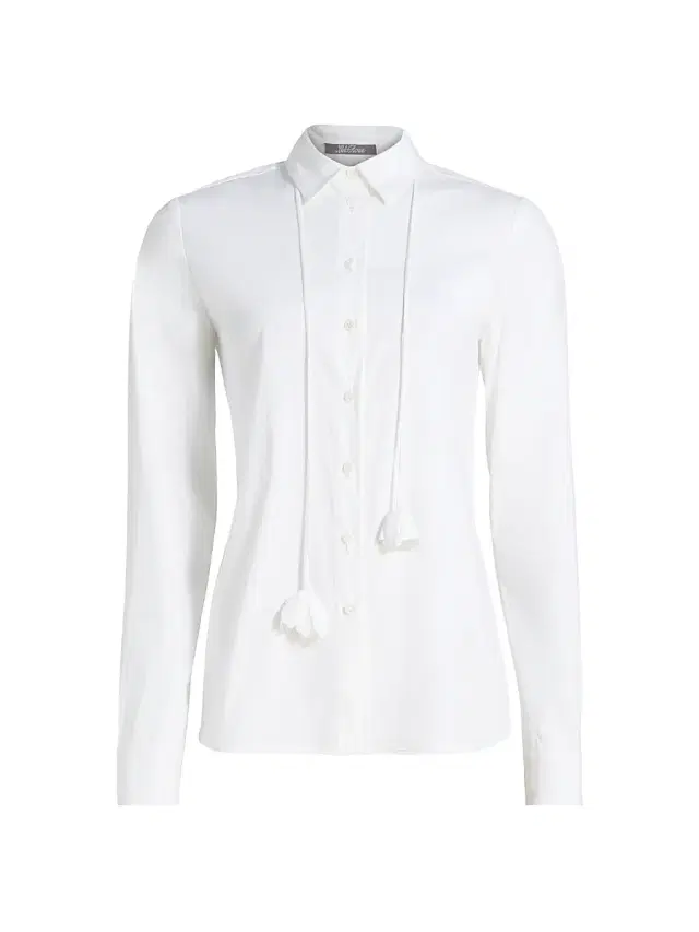 Lela Rose Women's Drop Flower Cotton Poplin Shirt - White