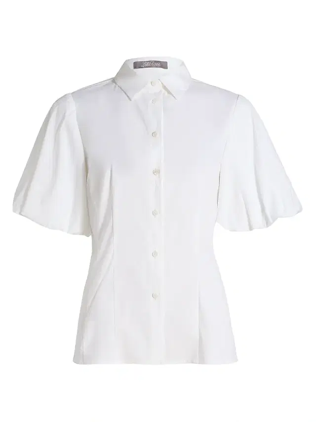 Women's Puff-Sleeve Cotton Poplin Shirt - White