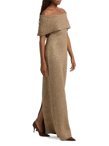 Lela Rose Women's Deedie Sequined Knit Off-Shoulder Gown | Thumbnail 2