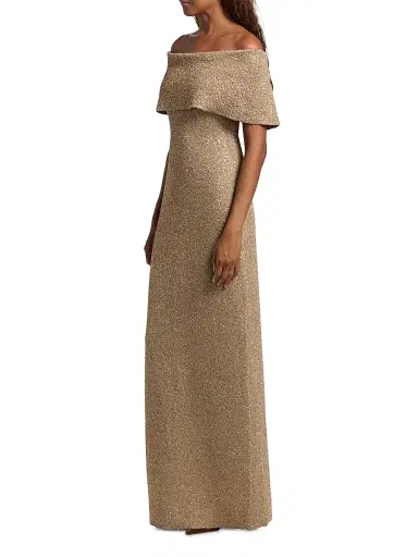 Lela Rose Women's Deedie Sequined Knit Off-Shoulder Gown | Thumbnail 4