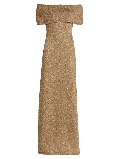 Lela Rose Women's Deedie Sequined Knit Off-Shoulder Gown | Thumbnail 1