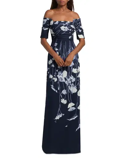 Lela Rose Women's Floral Faille Off-The-Shoulder Gown | Thumbnail 2 Lela Rose Women's Floral Faille Off-The-Shoulder Gown | Thumbnail 2