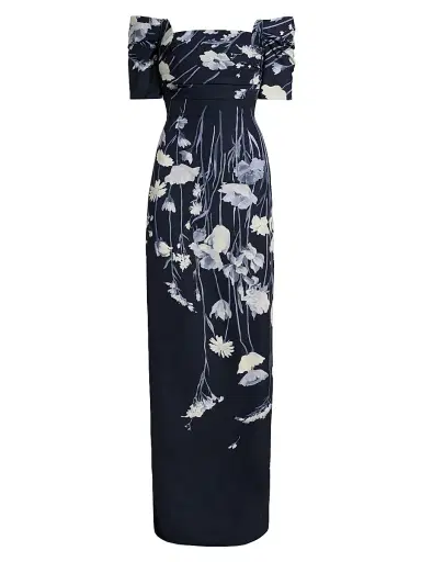 Lela Rose Women's Floral Faille Off-The-Shoulder Gown | Thumbnail 1 Lela Rose Women's Floral Faille Off-The-Shoulder Gown | Thumbnail 1