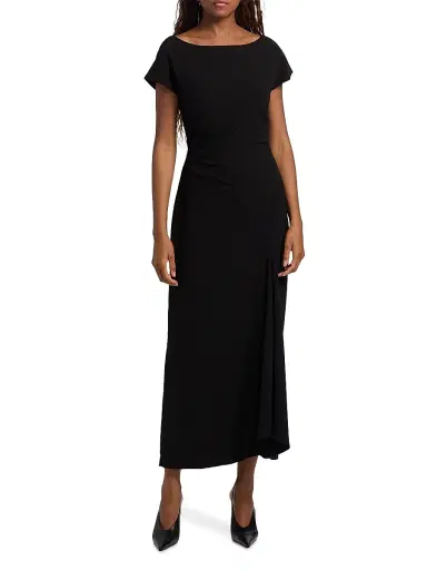 Lela Rose Women's Cascade Fluid Crêpe Midi-Dress | Thumbnail 3