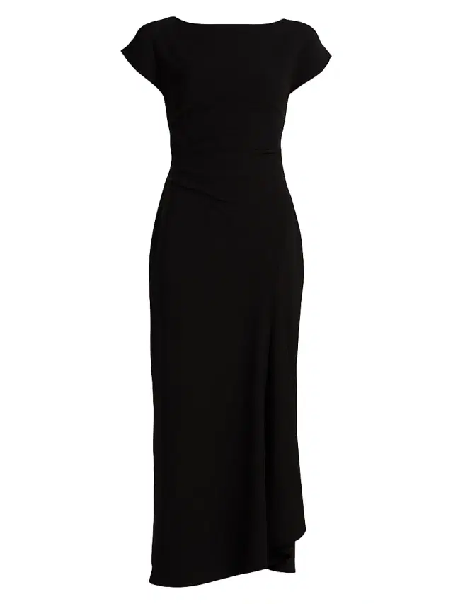 Lela Rose Women's Cascade Fluid Crêpe Midi-Dress - Black