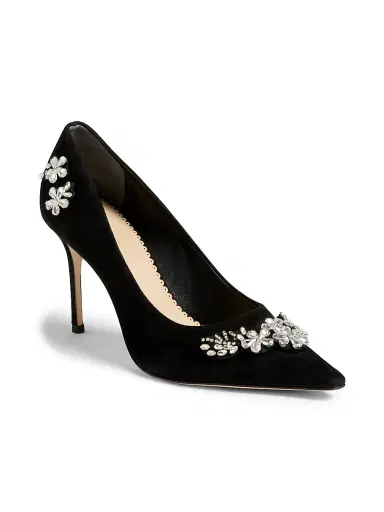 Cinq à Sept Women's Jodie 85MM Crystal-Embellished Suede Pumps - Black Clear Crystal | Thumbnail 2